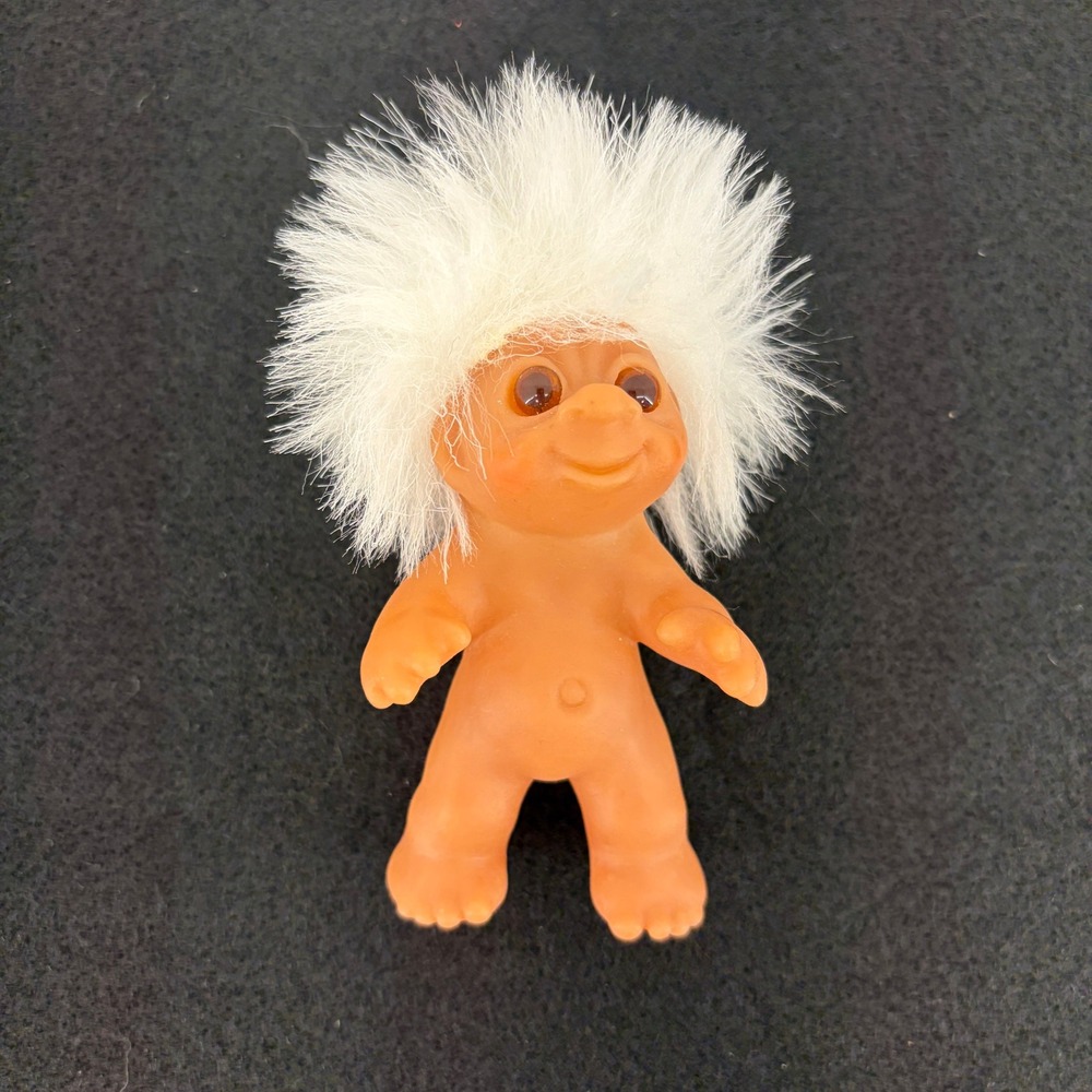 VTG Vintage 1985 DAM Norfin Troll Doll White‎ Hair Small Collectible Toy 3 in